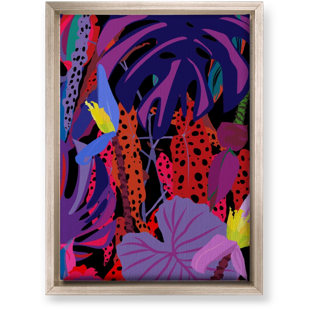Neon Night Tropical Garden - Purple Wall Art, Metallic, Single piece, Canvas, 10x14, Purple