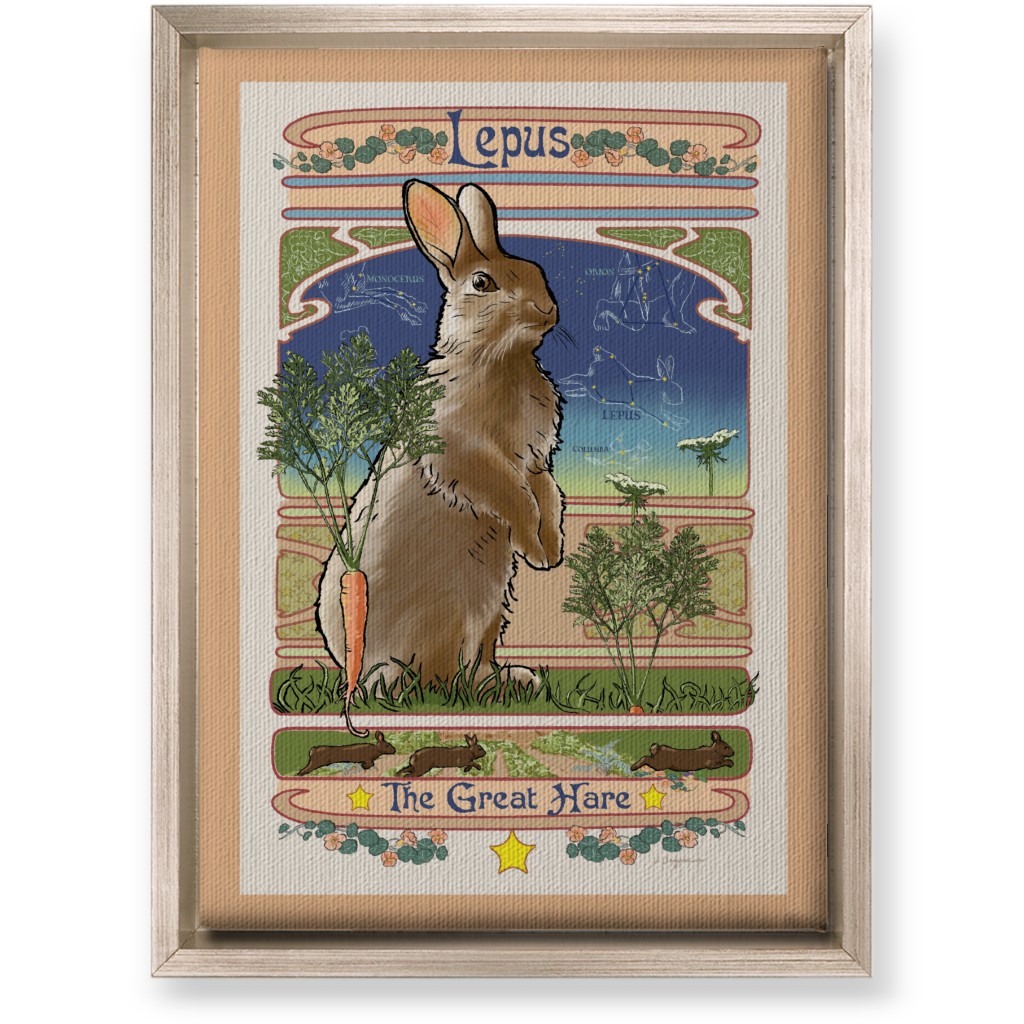 Art Nouveau Hare Wall Art, Metallic, Single piece, Canvas, 10x14, Brown, Brown