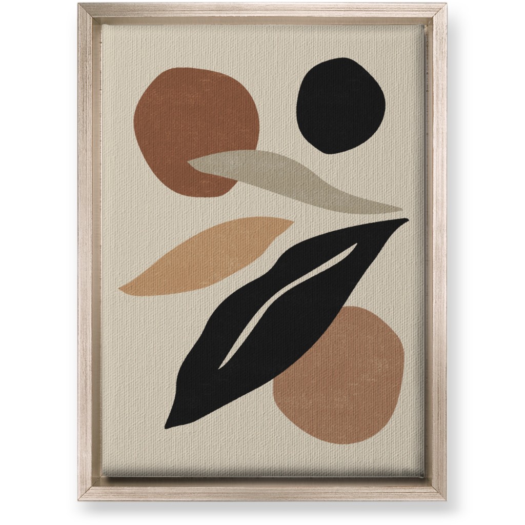 Abstract Shape and Leaf Collage - Neutral Wall Art, Metallic, Single piece, Canvas, 10x14, Beige