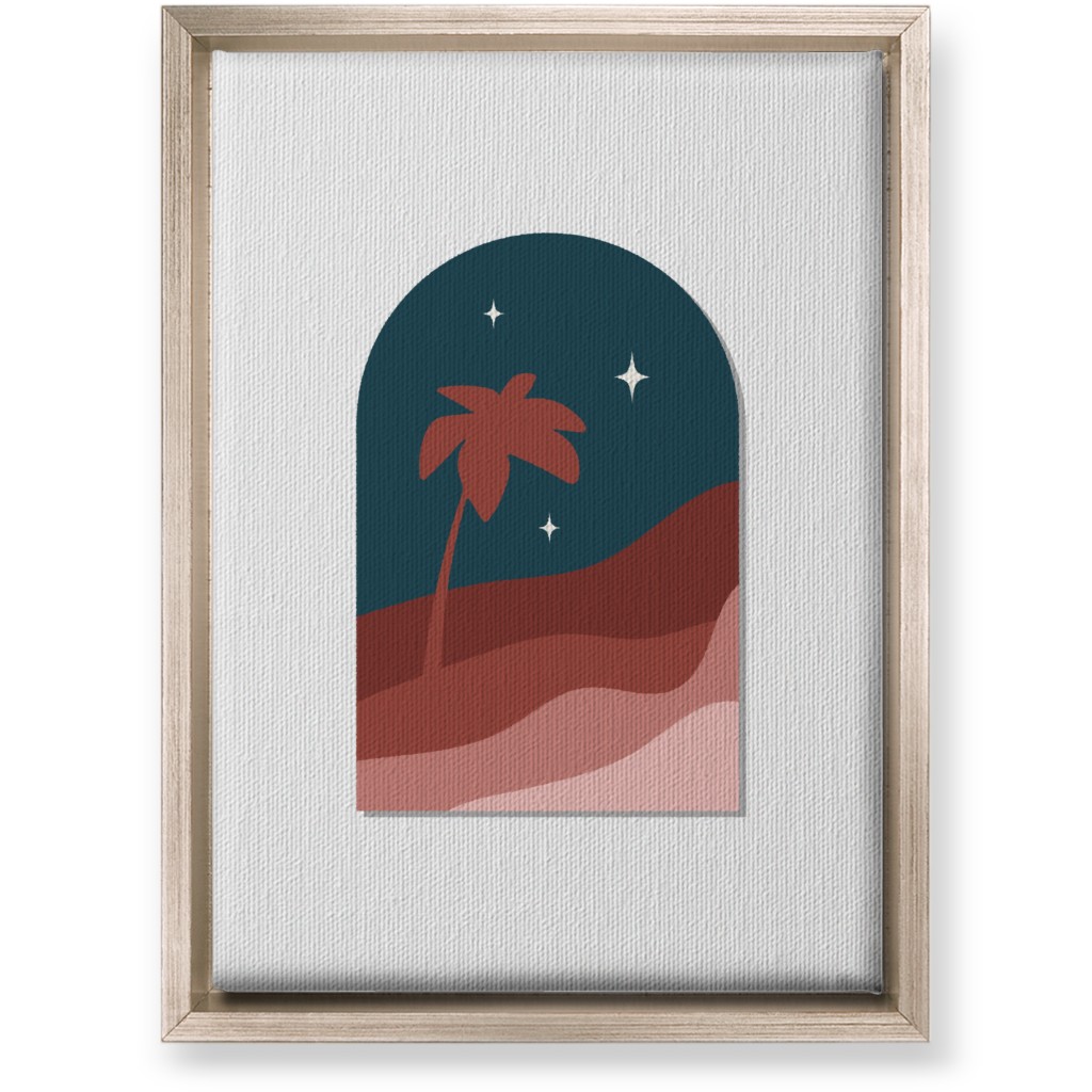 Abstract Landscape in Window With Tree Wall Art, Metallic, Single piece, Canvas, 10x14, Multicolor, Mauve