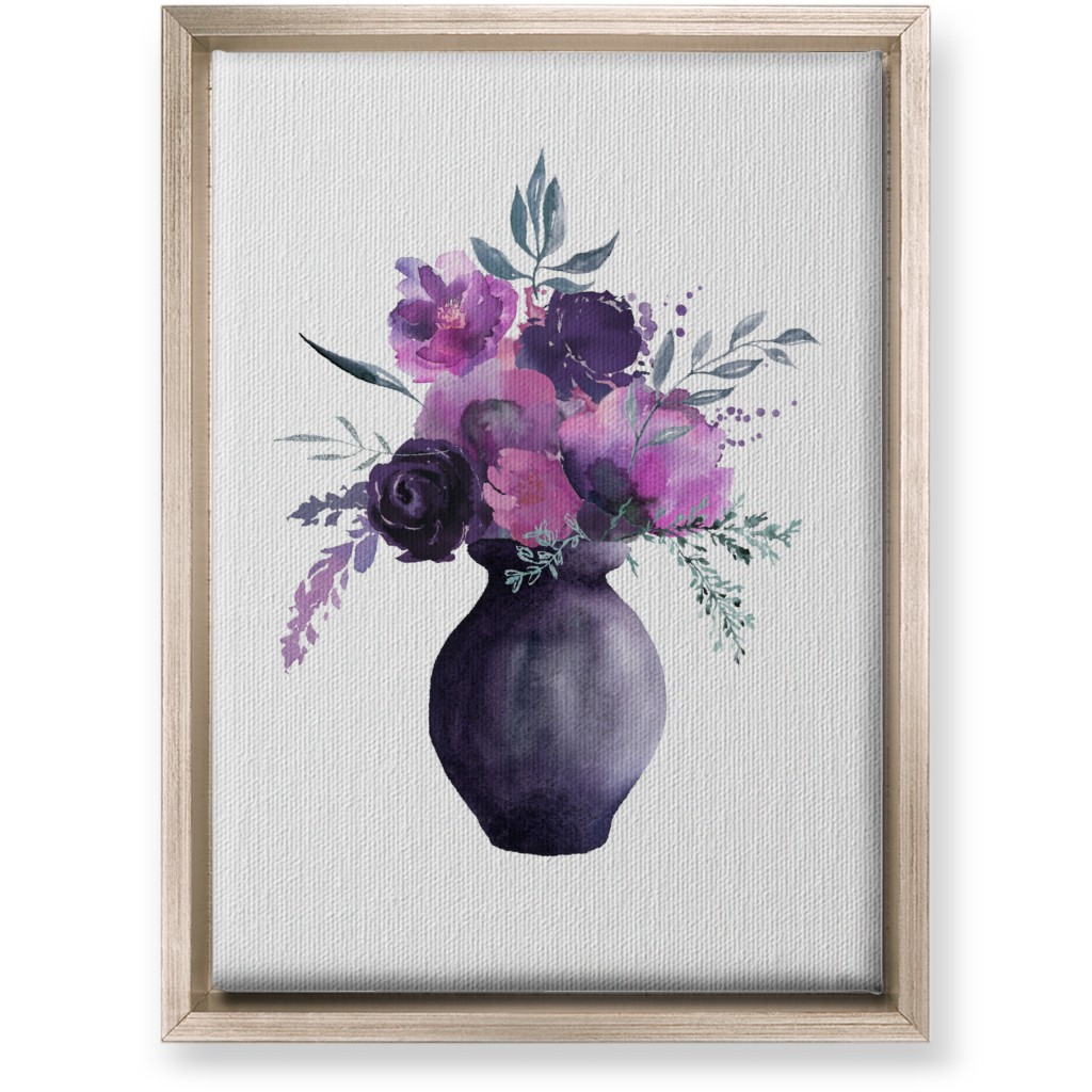 Flowers in a Vase Wall Art, Metallic, Single piece, Canvas, 10x14, Purple