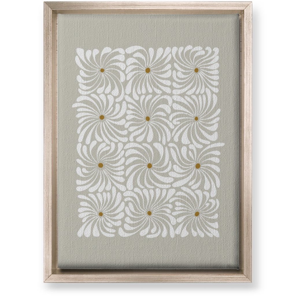 Mod Daisy Grid Wall Art, Metallic, Single piece, Canvas, 10x14, Gray, Pebble