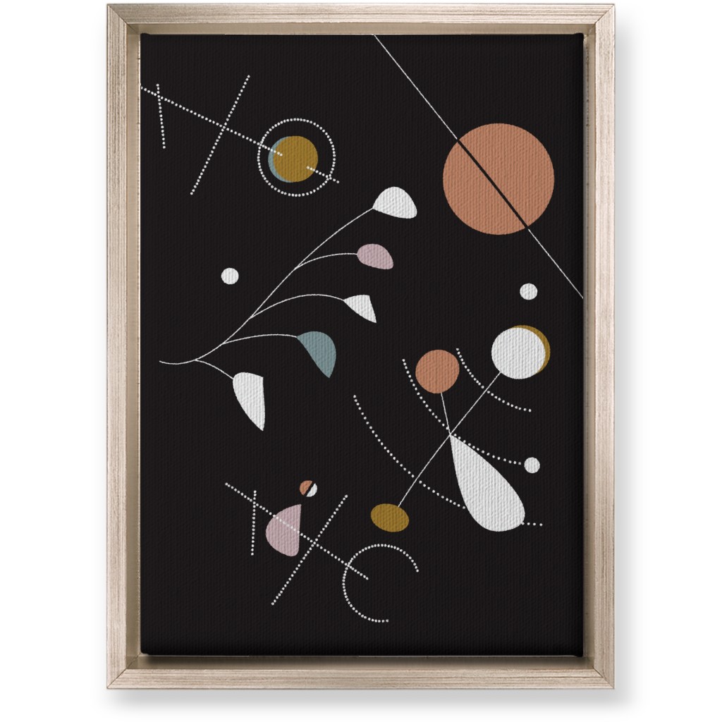 Mod Abstract Costmic Shapes - Multi on Black Wall Art, Metallic, Single piece, Canvas, 10x14, Multicolor