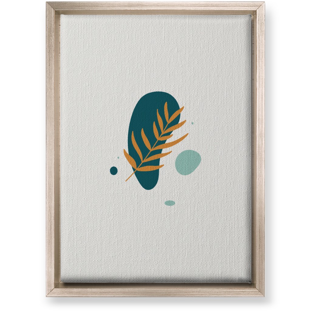 Shapes and Fern Leaf V Wall Art, Metallic, Single piece, Canvas, 10x14, Green