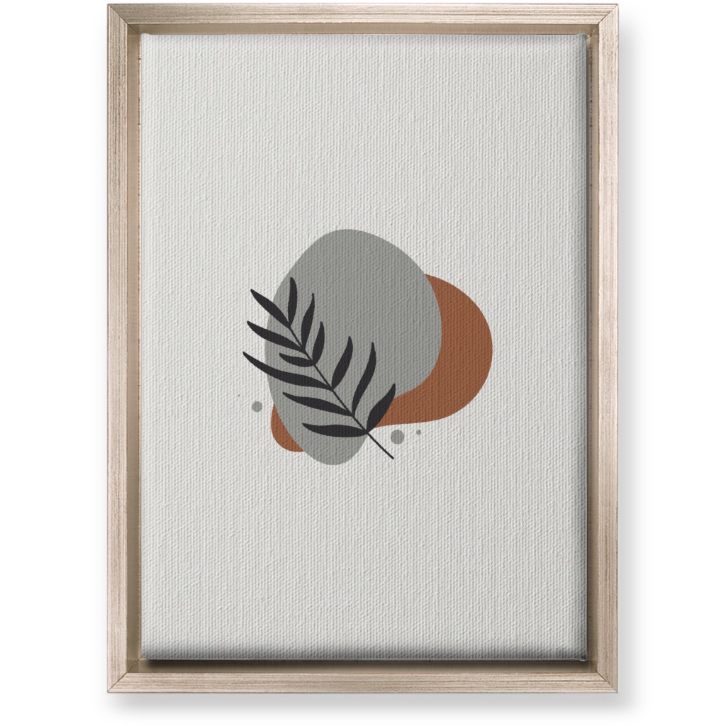 Shapes and Fern Leaf Vi Wall Art, Metallic, Single piece, Canvas, 10x14, Brown