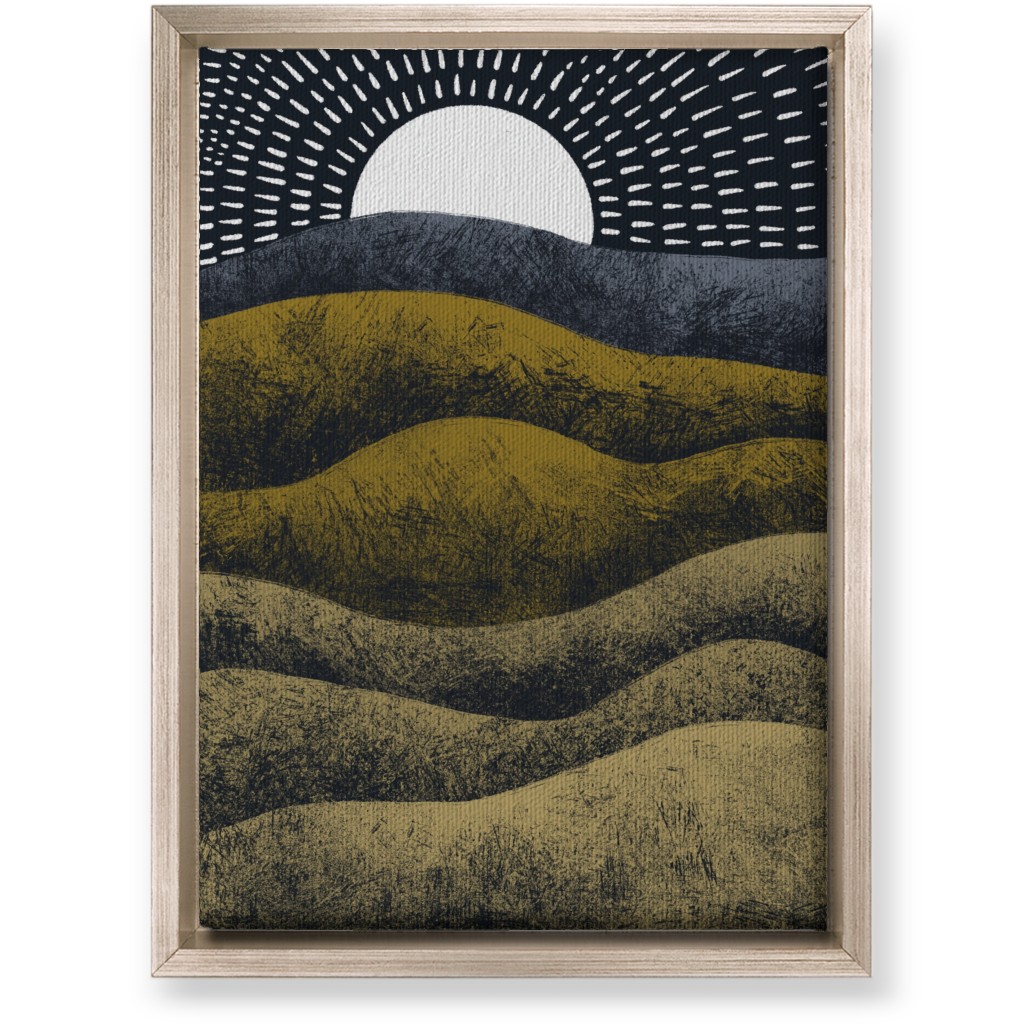Moonrise Over Rolling Hills - Earth Tones Wall Art, Metallic, Single piece, Canvas, 10x14, Multicolor