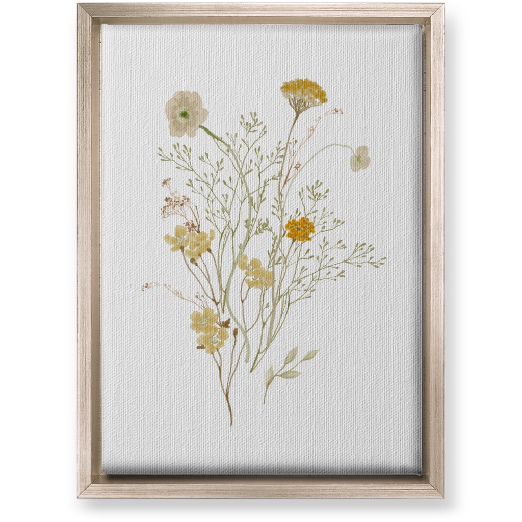 Picked Wildflowers - Yellow Wall Art, Metallic, Single piece, Canvas, 10x14, Yellow