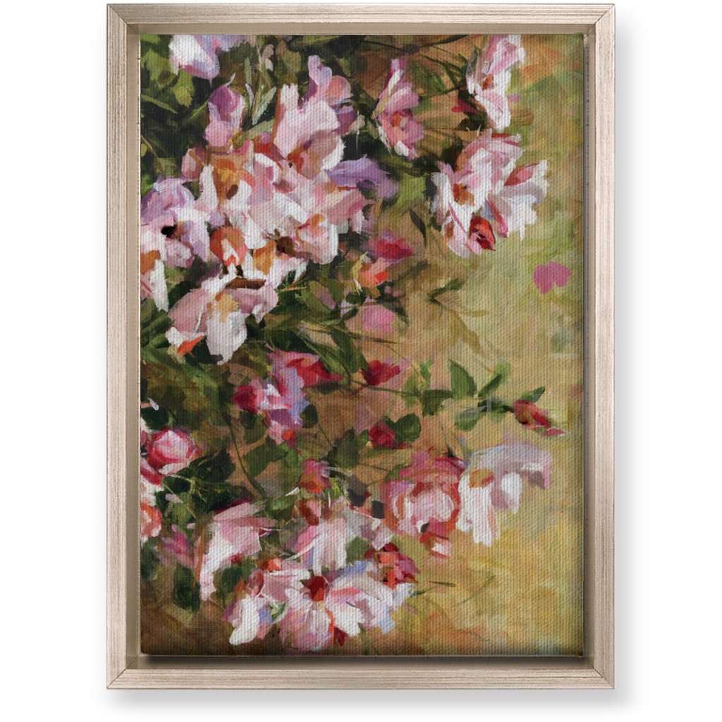 Wild Roses Painting - Pink Wall Art, Metallic, Single piece, Canvas, 10x14, Pink