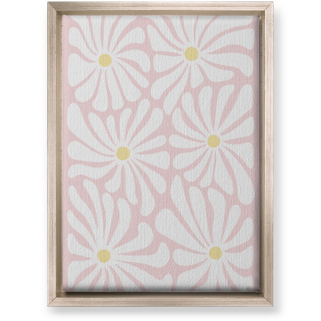 Retro Daisies Wall Art, Metallic, Single piece, Canvas, 10x14, Pink, Pearl