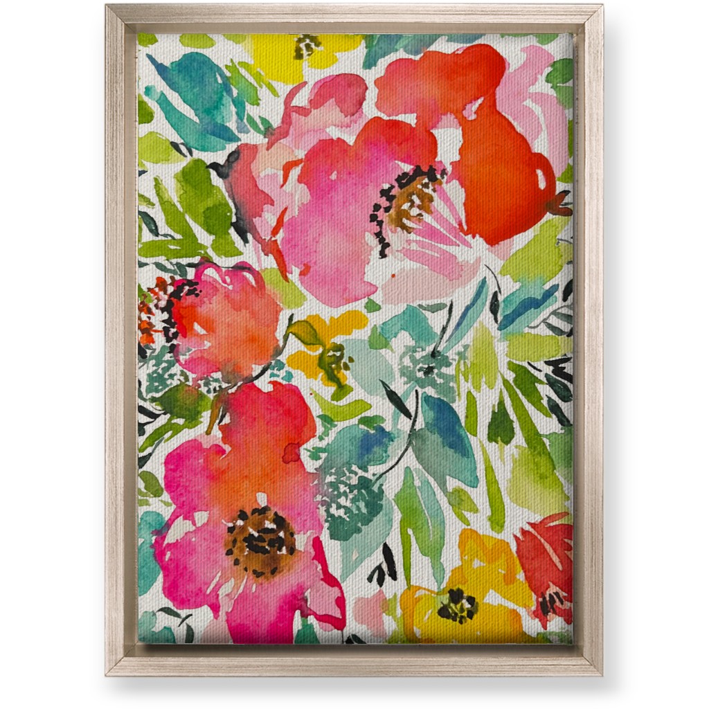 Bright Summer Florals - Multi Wall Art, Metallic, Single piece, Canvas, 10x14, Multicolor