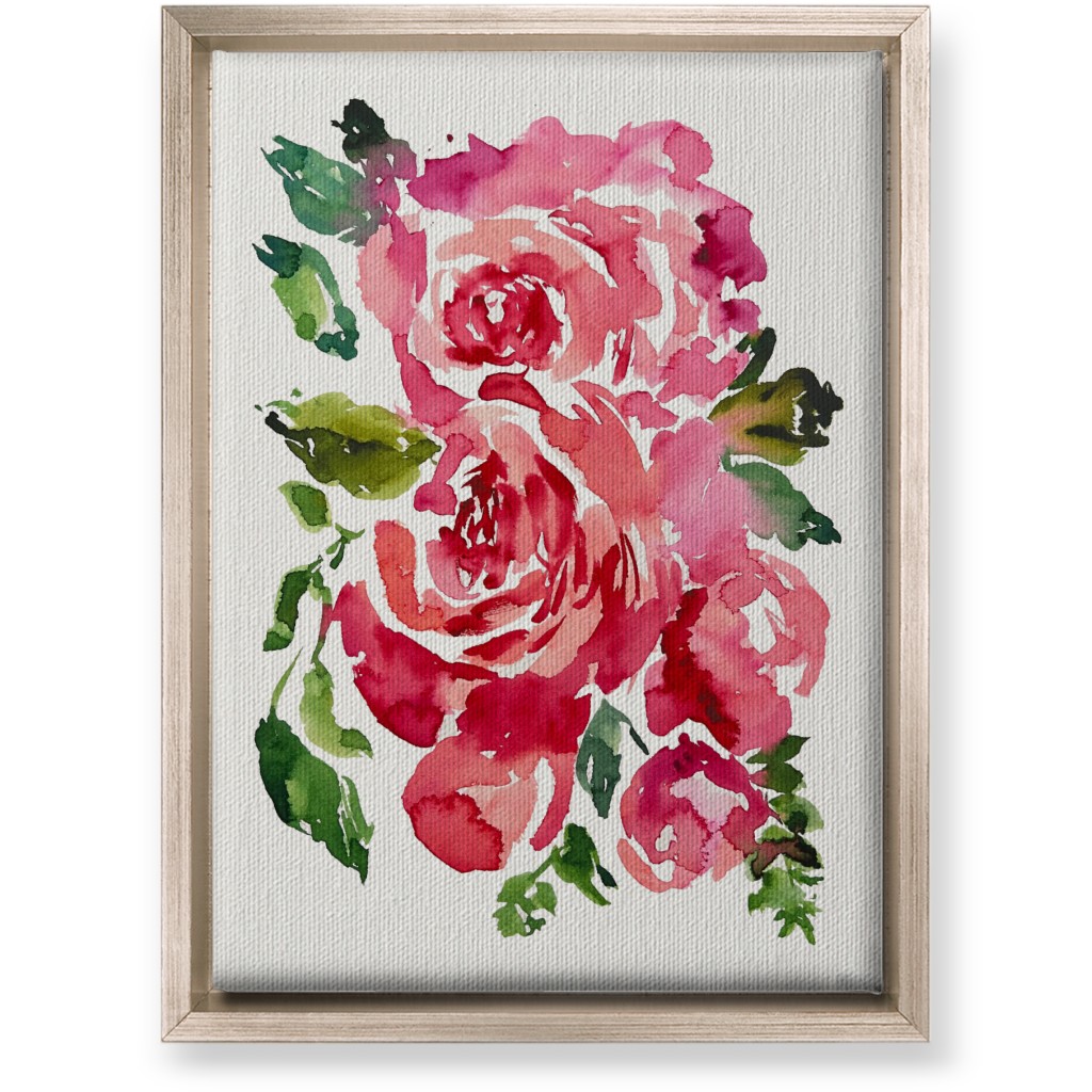 Watercolor Roses - Red Wall Art, Metallic, Single piece, Canvas, 10x14, Pink