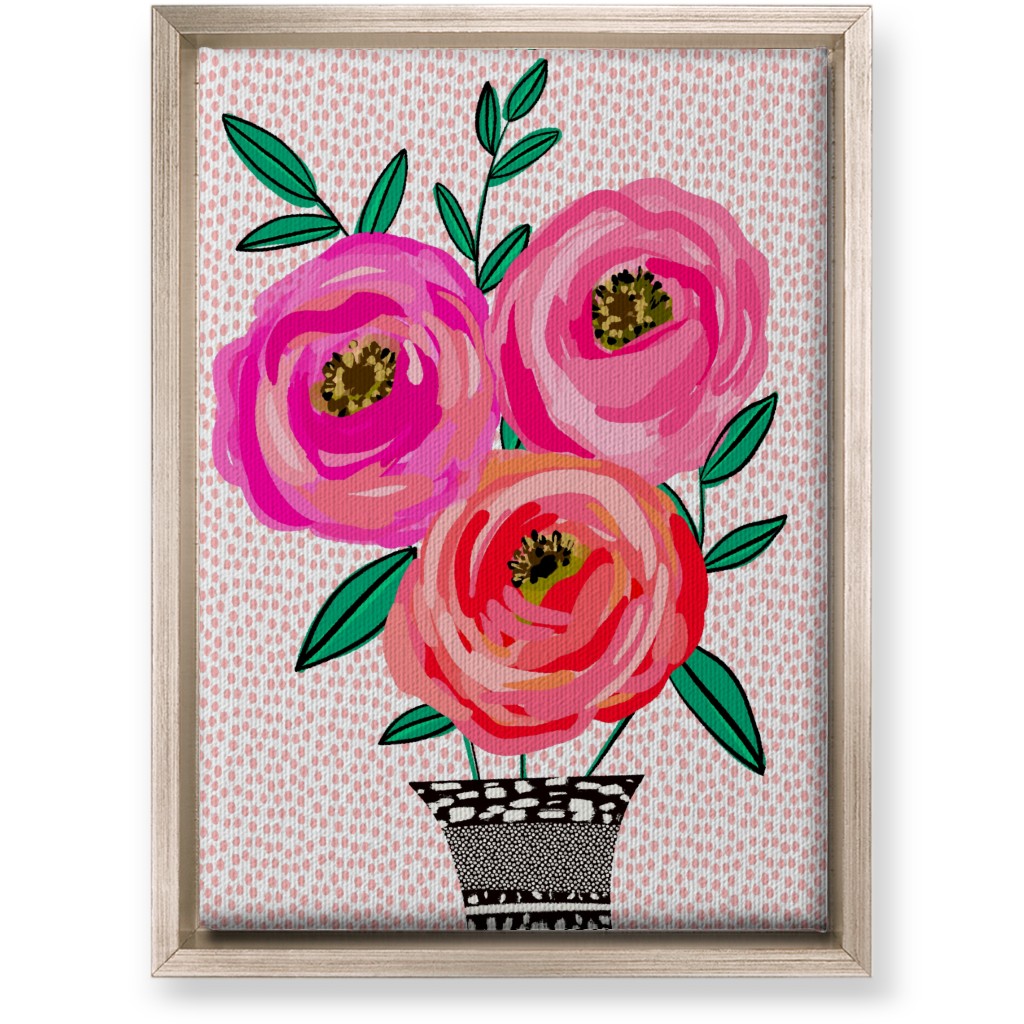 Happy Day Florals - Pink Wall Art, Metallic, Single piece, Canvas, 10x14, Pink, Bright Pink
