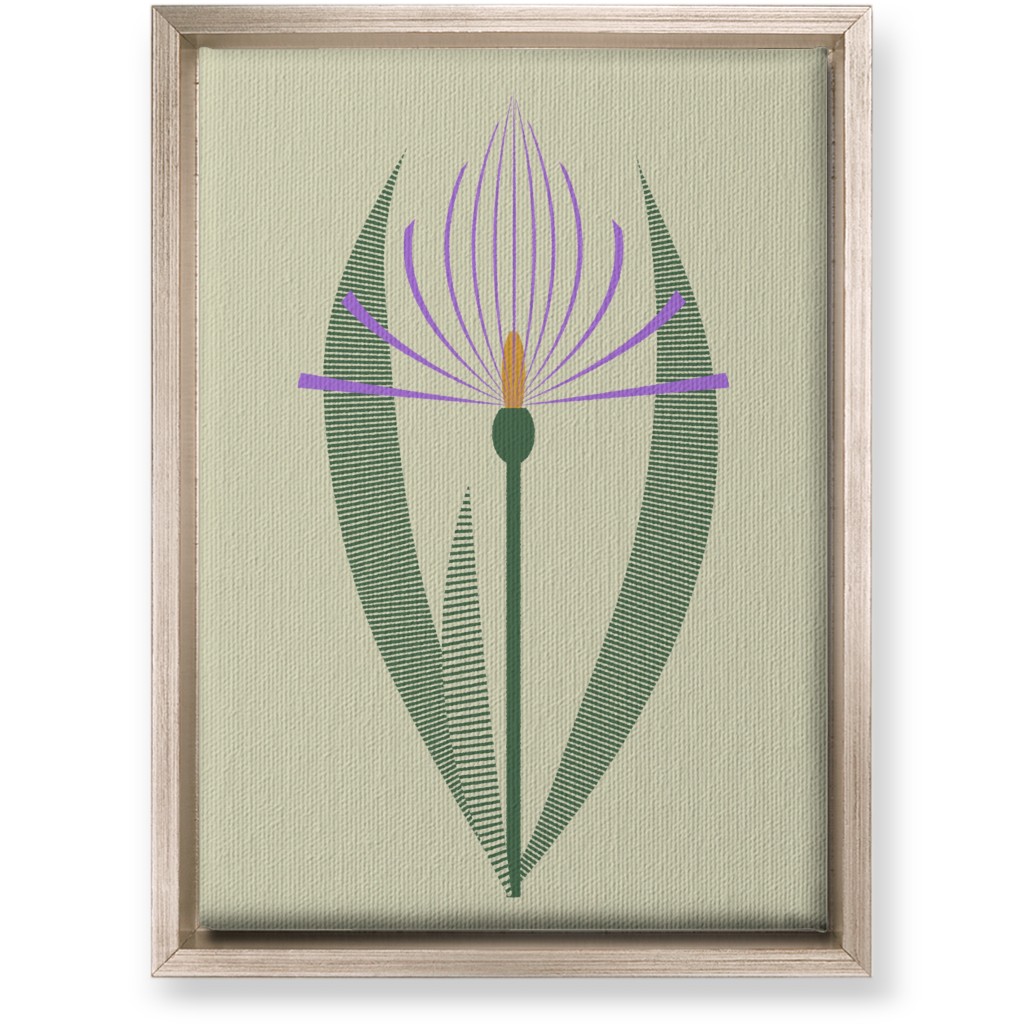 Abstract Lily Flower - Purple on Beige Wall Art, Metallic, Single piece, Canvas, 10x14, Purple