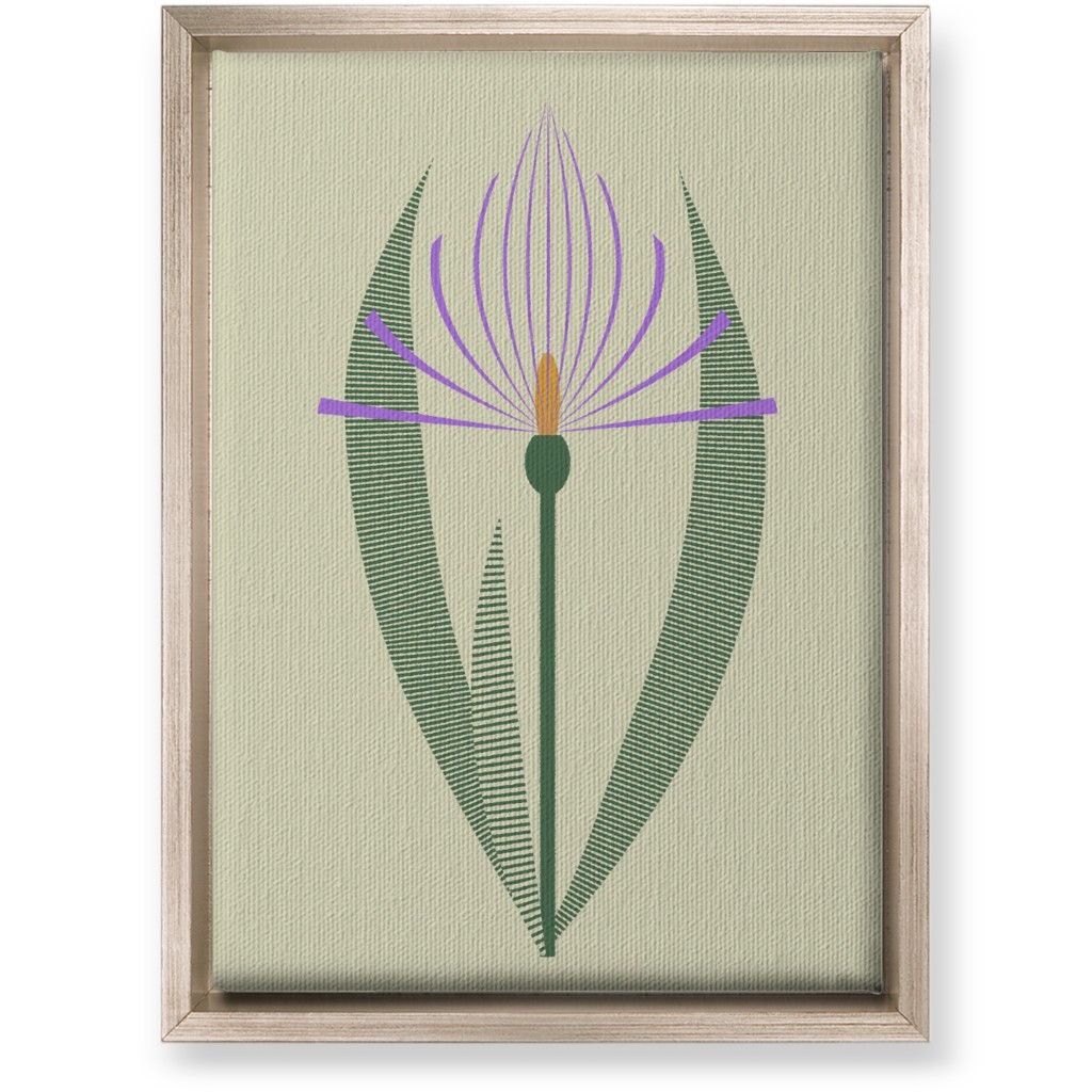 Abstract Lily Flower - Purple on Beige Wall Art, Metallic, Single piece, Canvas, 10x14, Purple, Purple