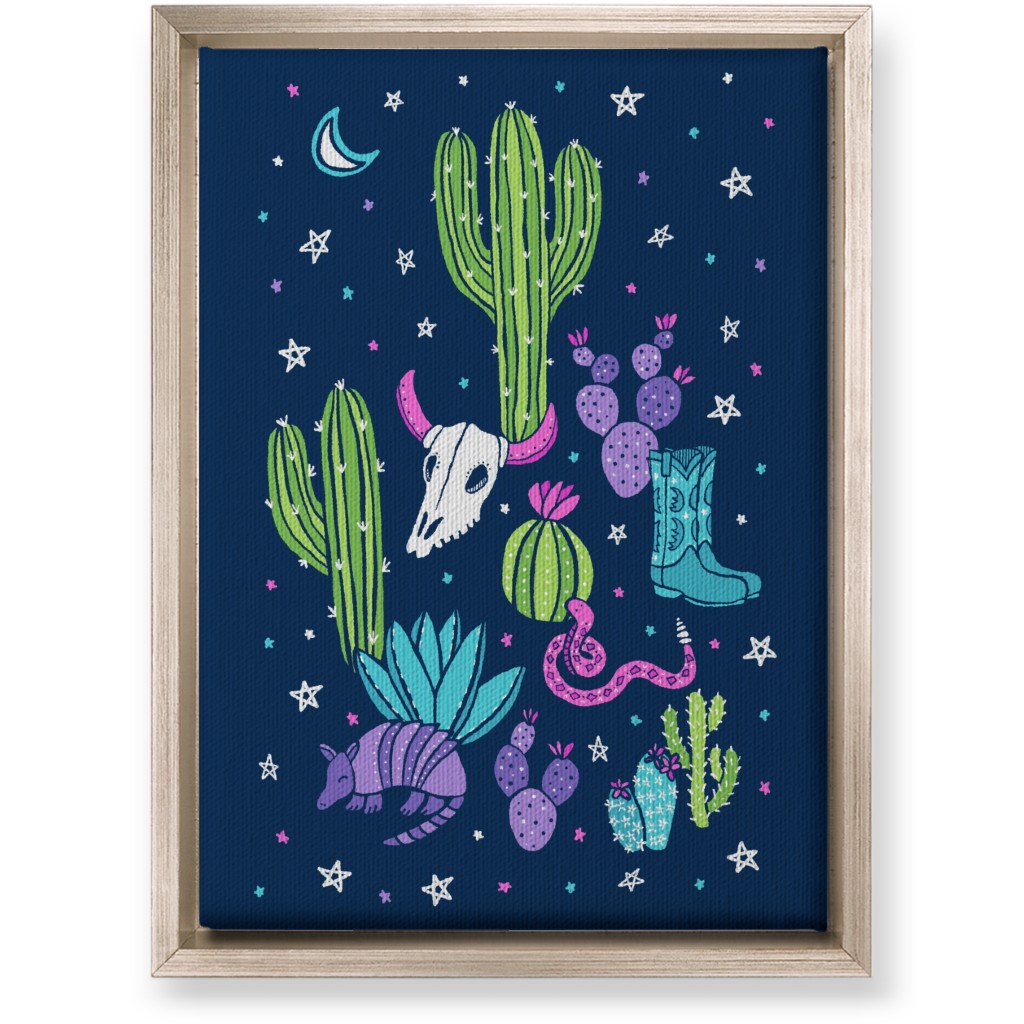 Old Desert Nights - Multi on Navy Wall Art, Metallic, Single piece, Canvas, 10x14, Blue