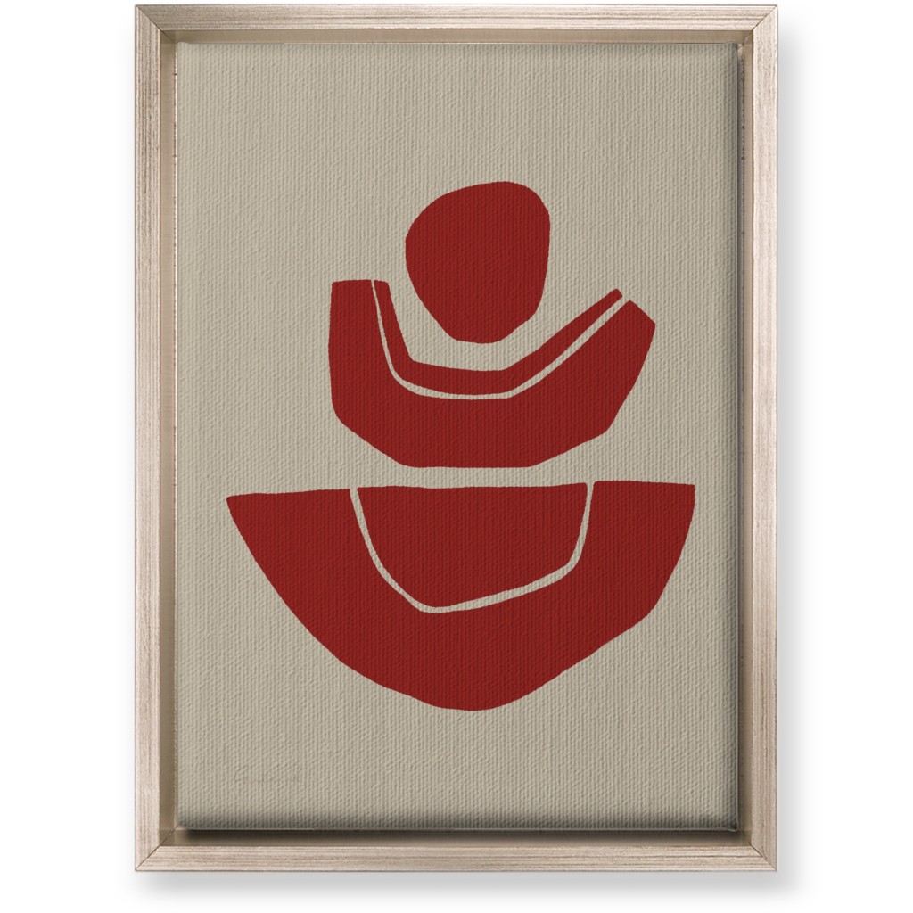 Geometric Abstract Stack Ii Wall Art, Metallic, Single piece, Canvas, 10x14, Red, Cinnamon