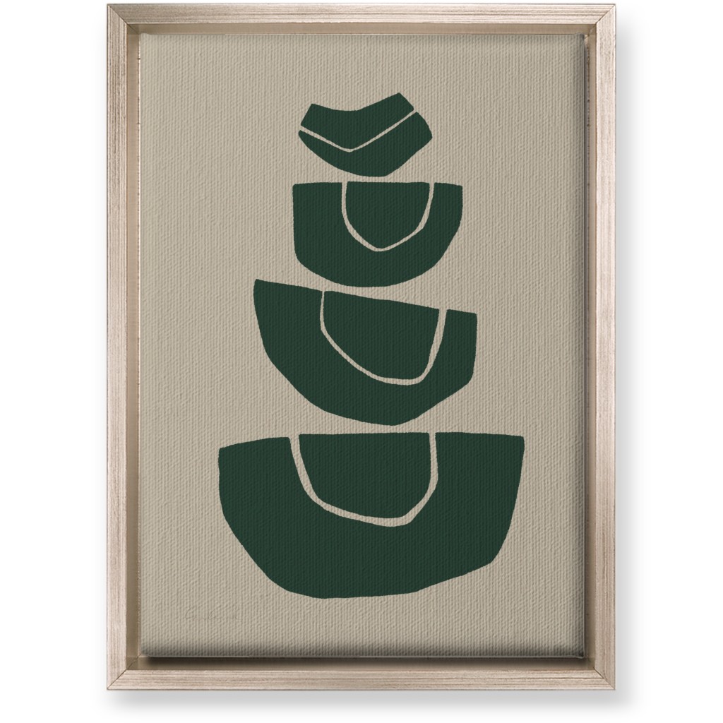 Geometric Stack Abstract Wall Art, Metallic, Single piece, Canvas, 10x14, Green, Seaweed