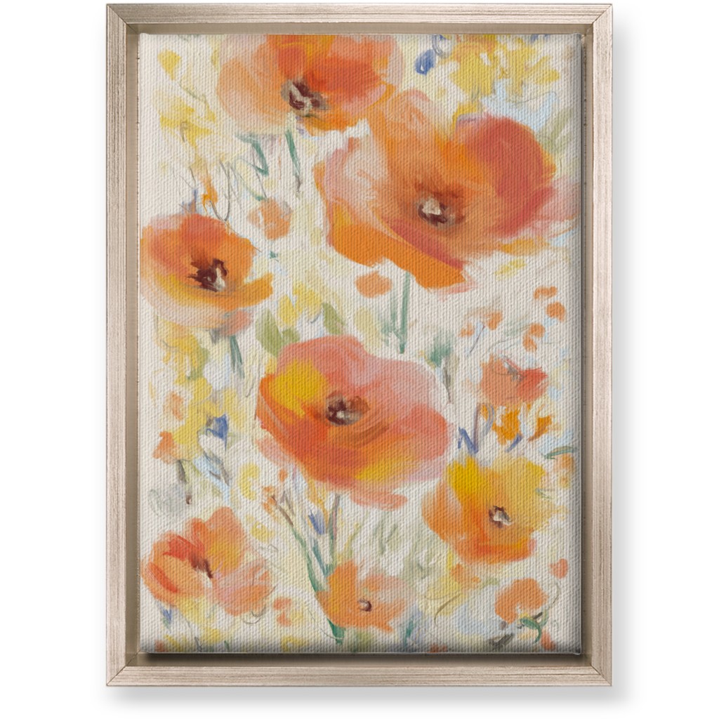 Field of Flowers - Orange Wall Art, Metallic, Single piece, Canvas, 10x14, Orange