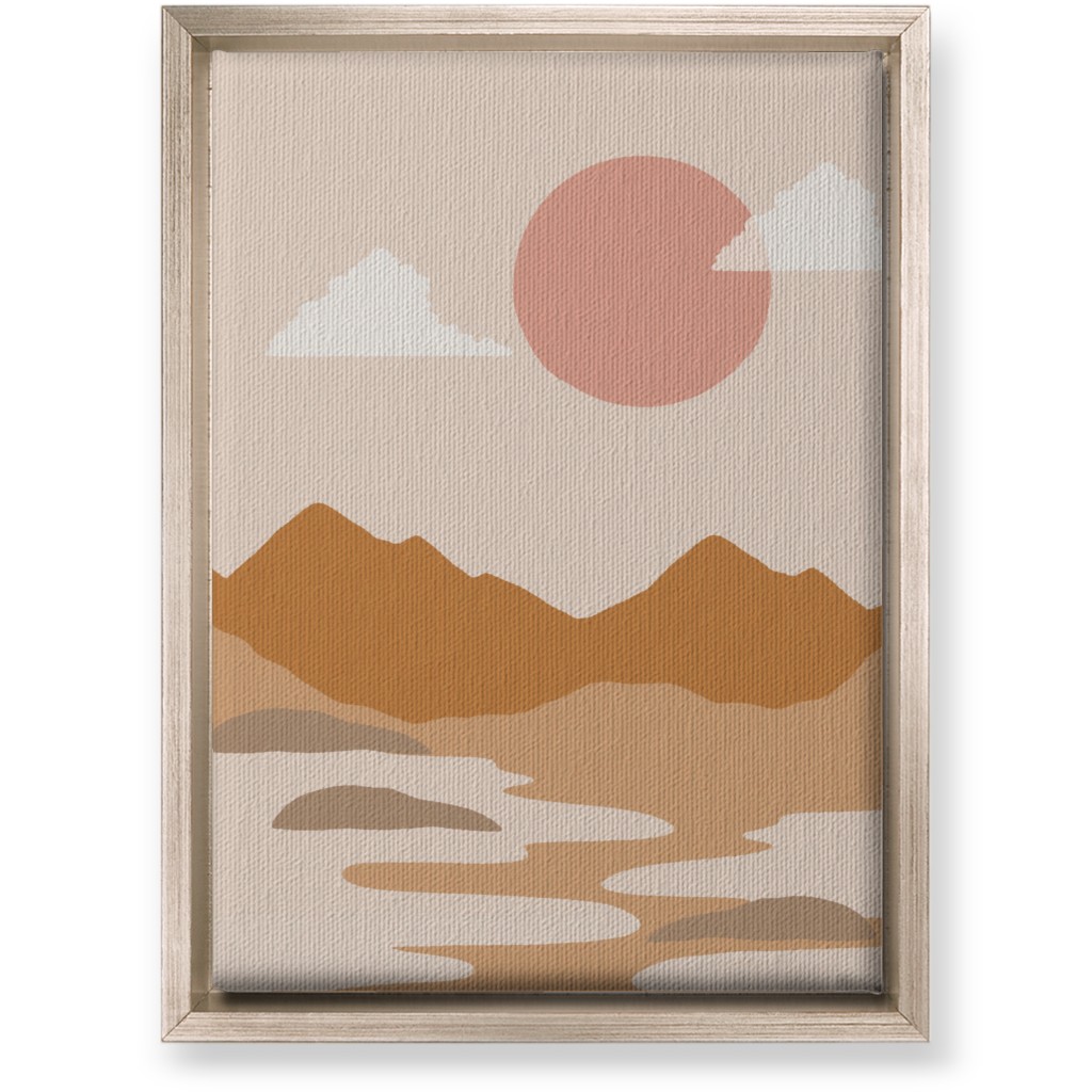 Abstract Mountain Landscape - Neutral Wall Art, Metallic, Single piece, Canvas, 10x14, Orange, Orange