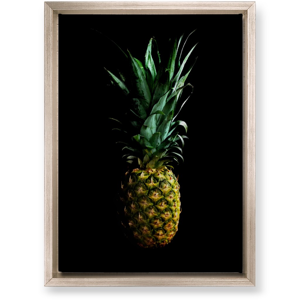 Pineapple - Yellow on Black Wall Art, Metallic, Single piece, Canvas, 10x14, Black