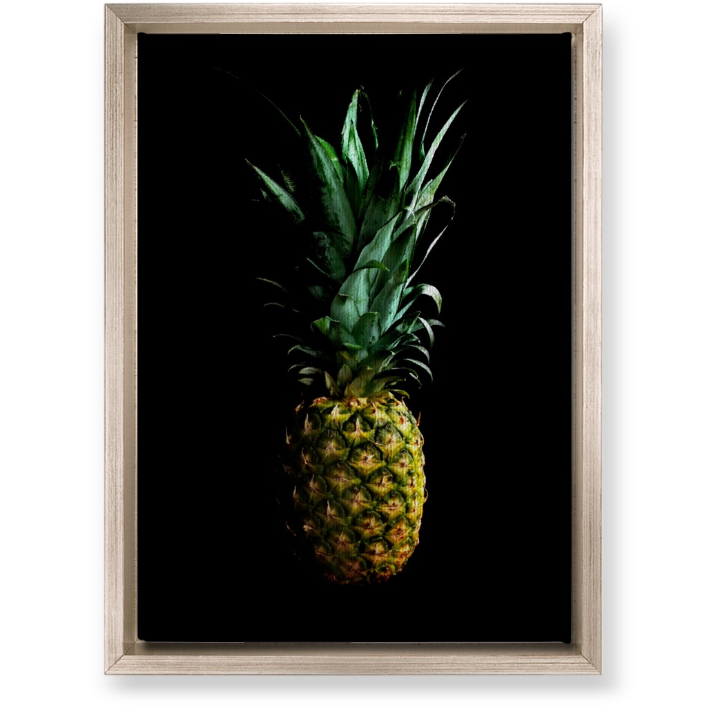 Pineapple - Yellow on Black Wall Art, Metallic, Single piece, Canvas, 10x14, Black, Black