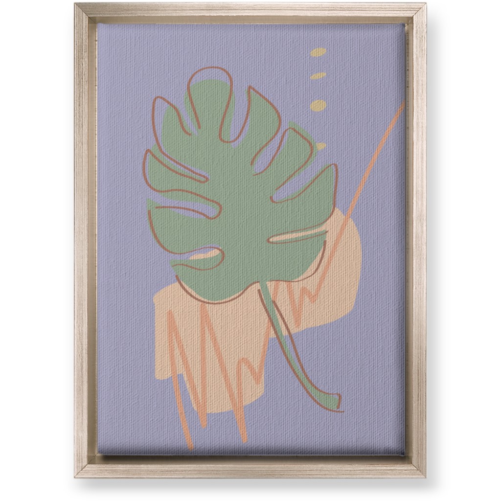 Modern Monstera Leaf - Purple and Green Wall Art, Metallic, Single piece, Canvas, 10x14, Purple, Purple