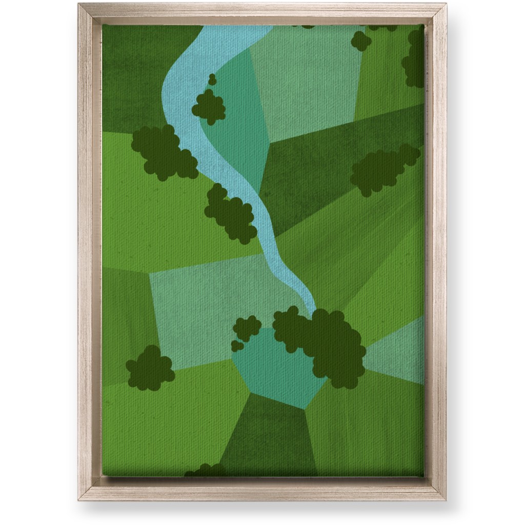 Patchwork Lands - Green Wall Art, Metallic, Single piece, Canvas, 10x14, Green, Classic Green