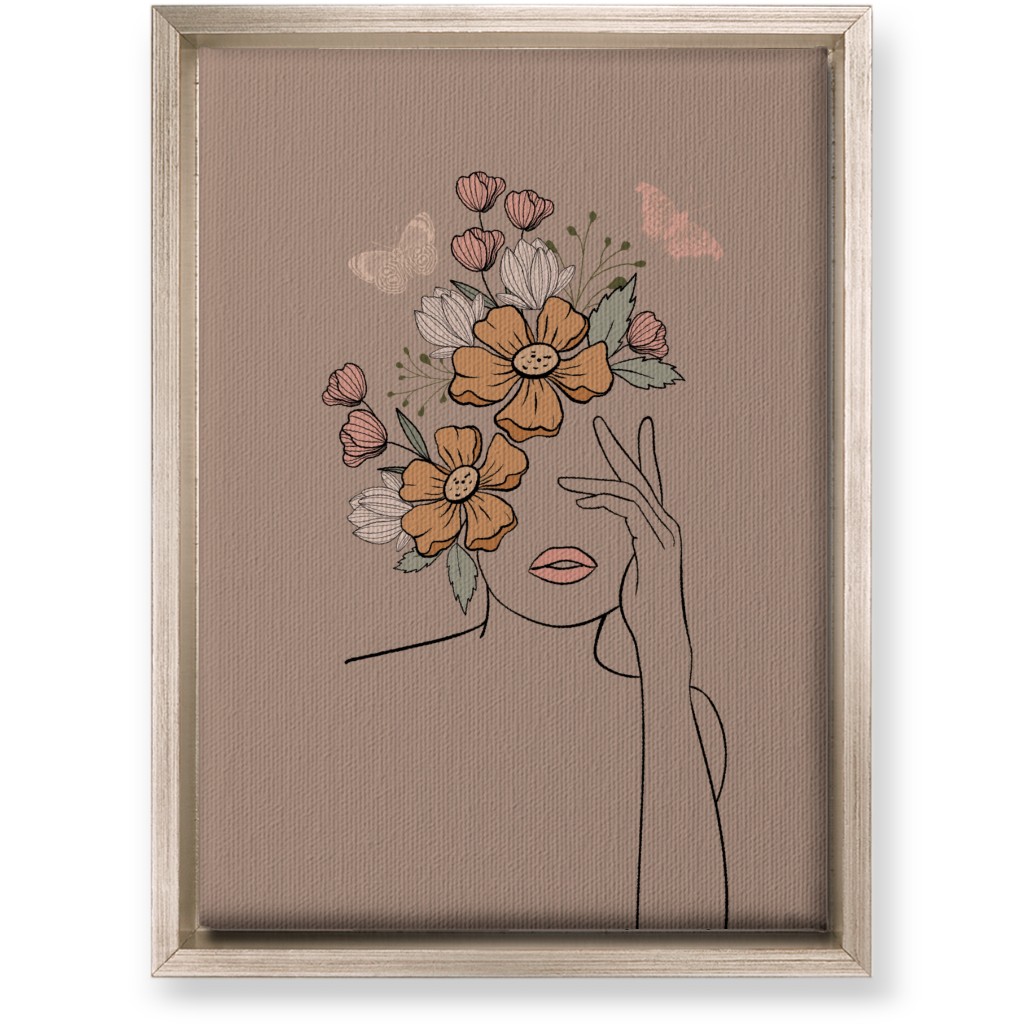 Line Art Botanical Sketch - Neutral Wall Art, Metallic, Single piece, Canvas, 10x14, Beige