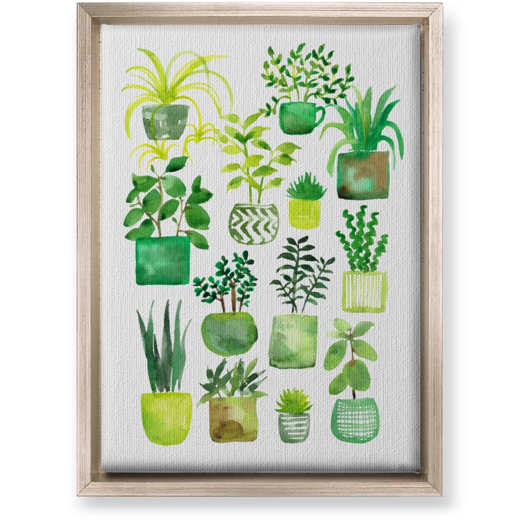 House Plants - Green Wall Art, Metallic, Single piece, Canvas, 10x14, Green, Classic Green
