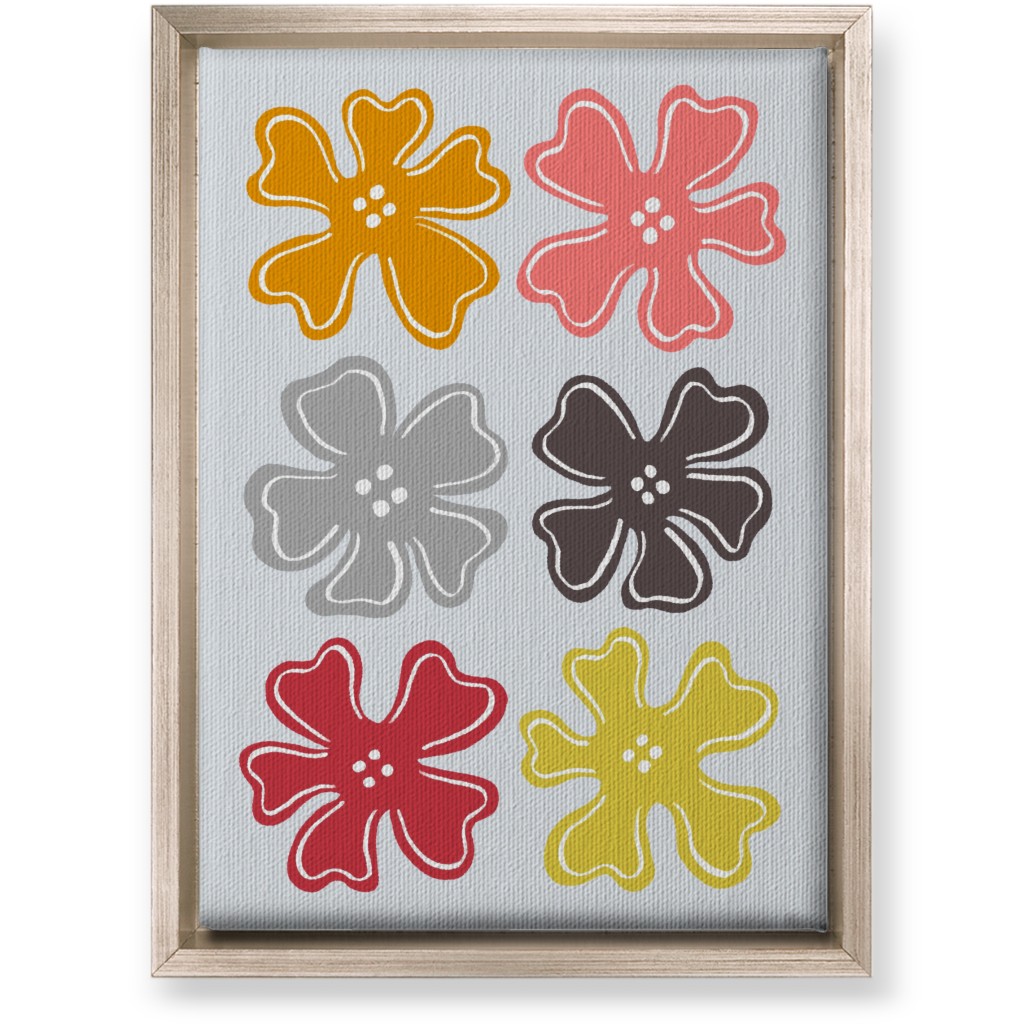 Button Flowers Wall Art, Metallic, Single piece, Canvas, 10x14, Multicolor, Silver Lining