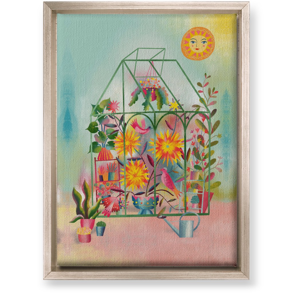the Happy Sunny Greenhouse - Multi Wall Art, Metallic, Single piece, Canvas, 10x14, Multicolor