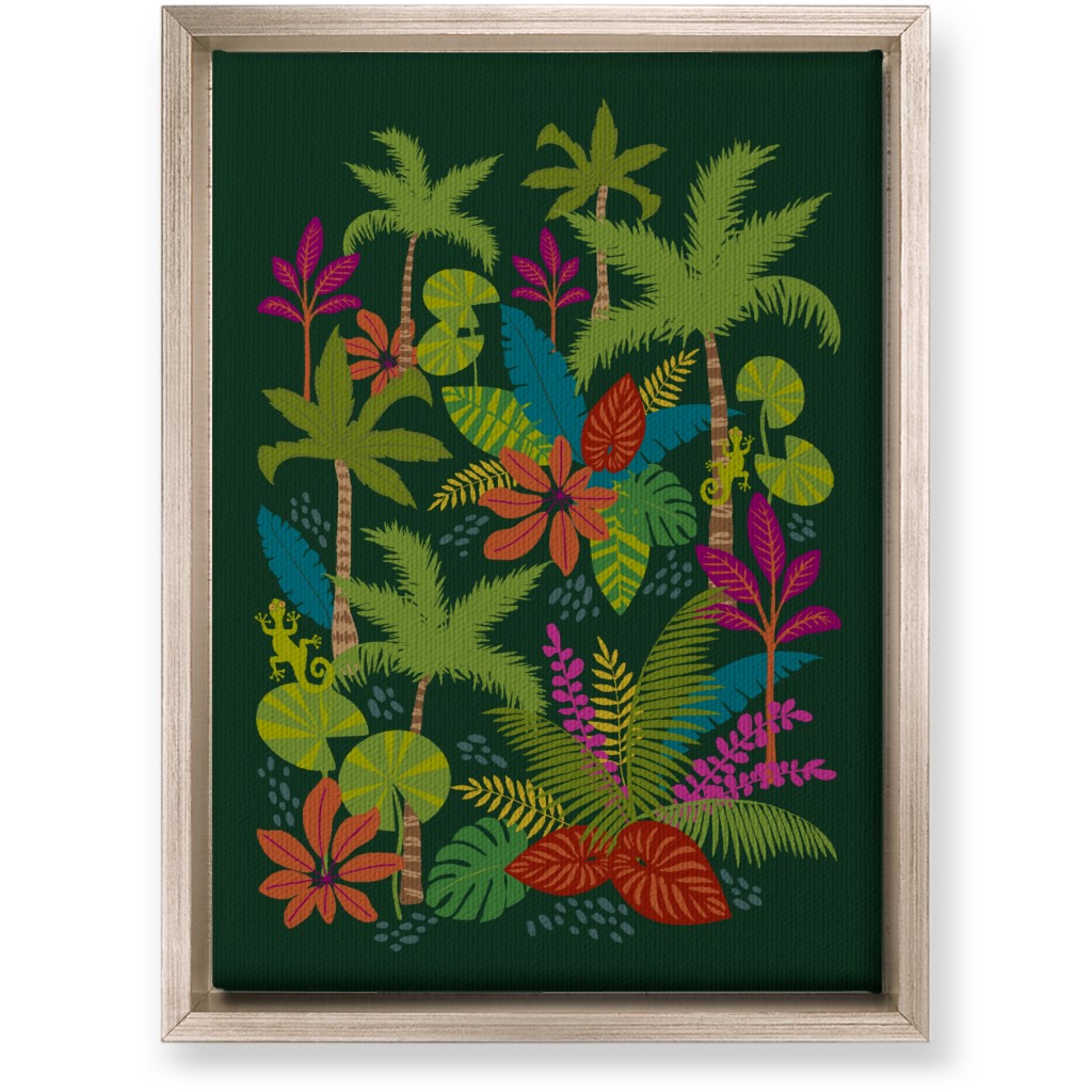 Night in the Tropics - Green Wall Art, Metallic, Single piece, Canvas, 10x14, Green, Classic Green