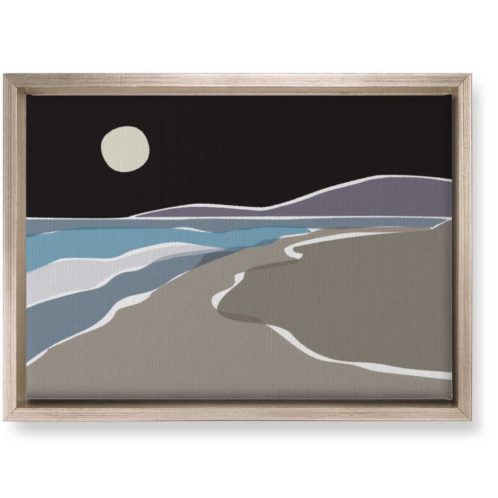 Beach Night Wall Art, Metallic, Single piece, Canvas, 10x14, Black, Asphalt