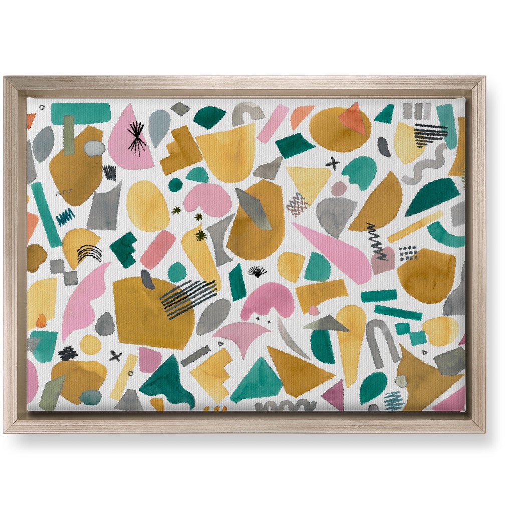 Abstract Geo Pieces - Pink Wall Art, Metallic, Single piece, Canvas, 10x14, Multicolor