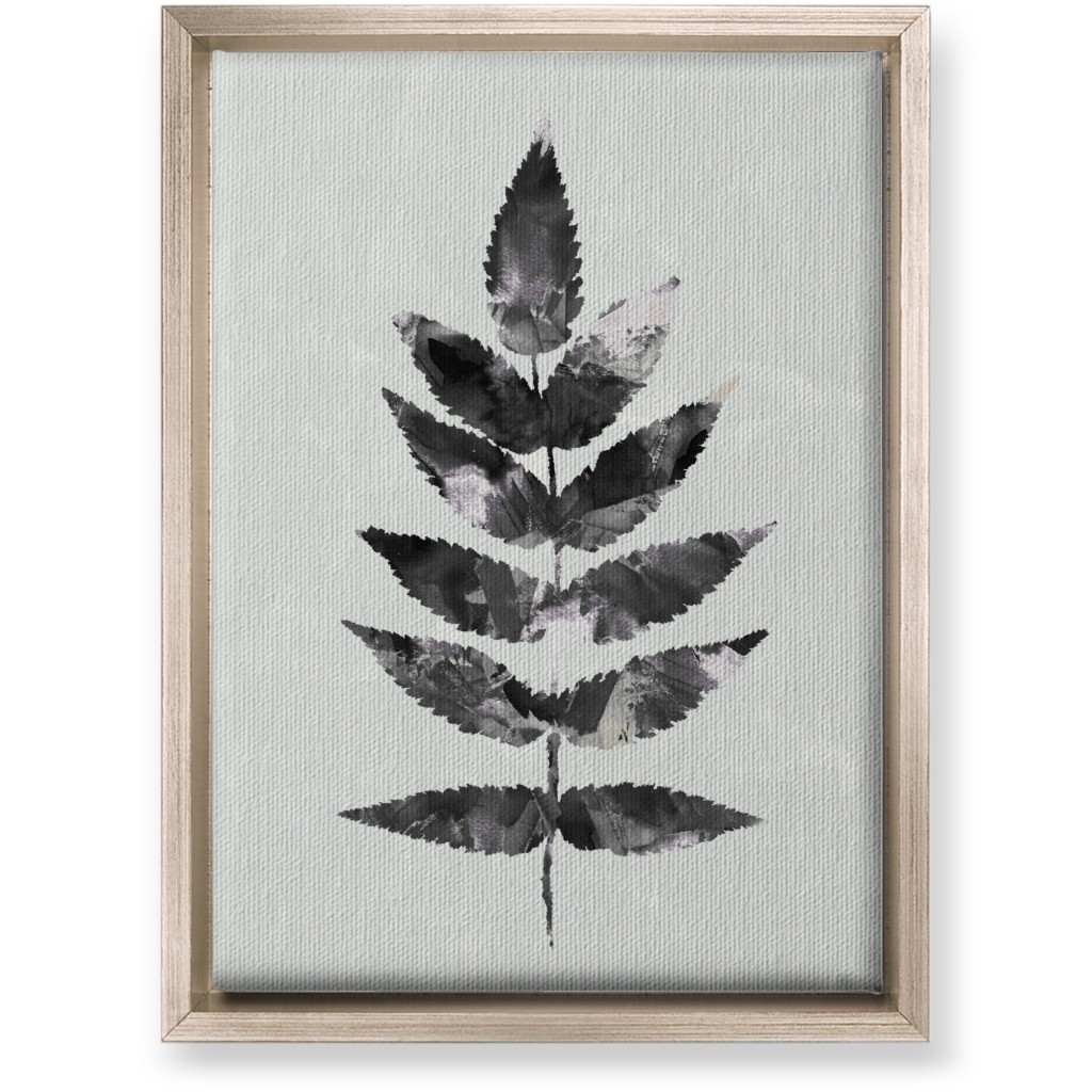 Botanical Leaf Wall Art, Metallic, Single piece, Canvas, 10x14, Beige, Gray