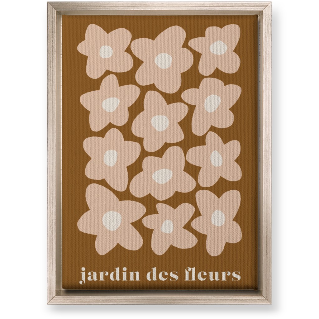 Botanical Graphic Retro Flower Garden Wall Art, Metallic, Single piece, Canvas, 10x14, Brown, Nutmeg