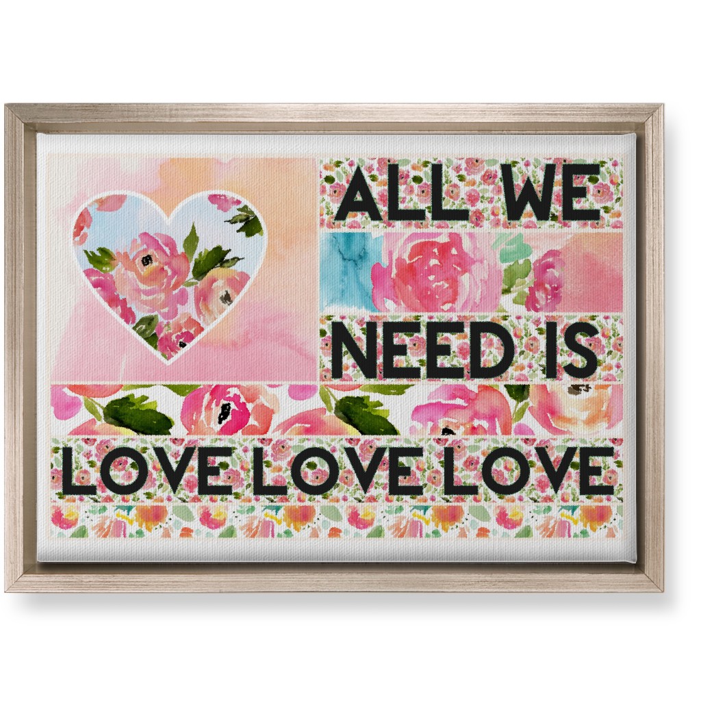 All We Need Is Love - Pink Wall Art, Metallic, Single piece, Canvas, 10x14, Pink, Bright Pink