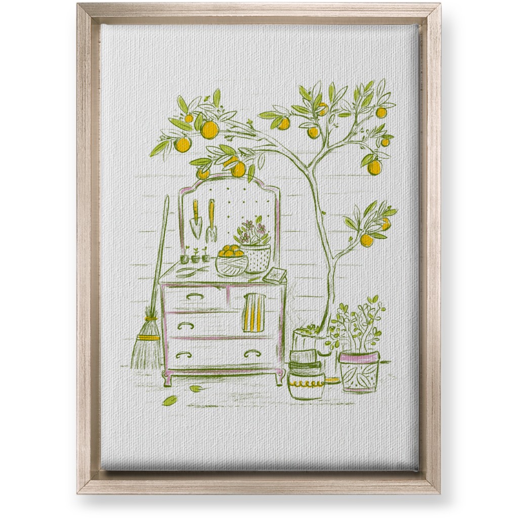 Lemon Tree - Yellow on White Wall Art, Metallic, Single piece, Canvas, 10x14, Yellow, Classic Yellow