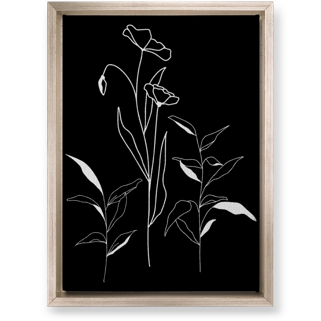 Meadow Botanical - Black and White Wall Art, Metallic, Single piece, Canvas, 10x14, Black, Black