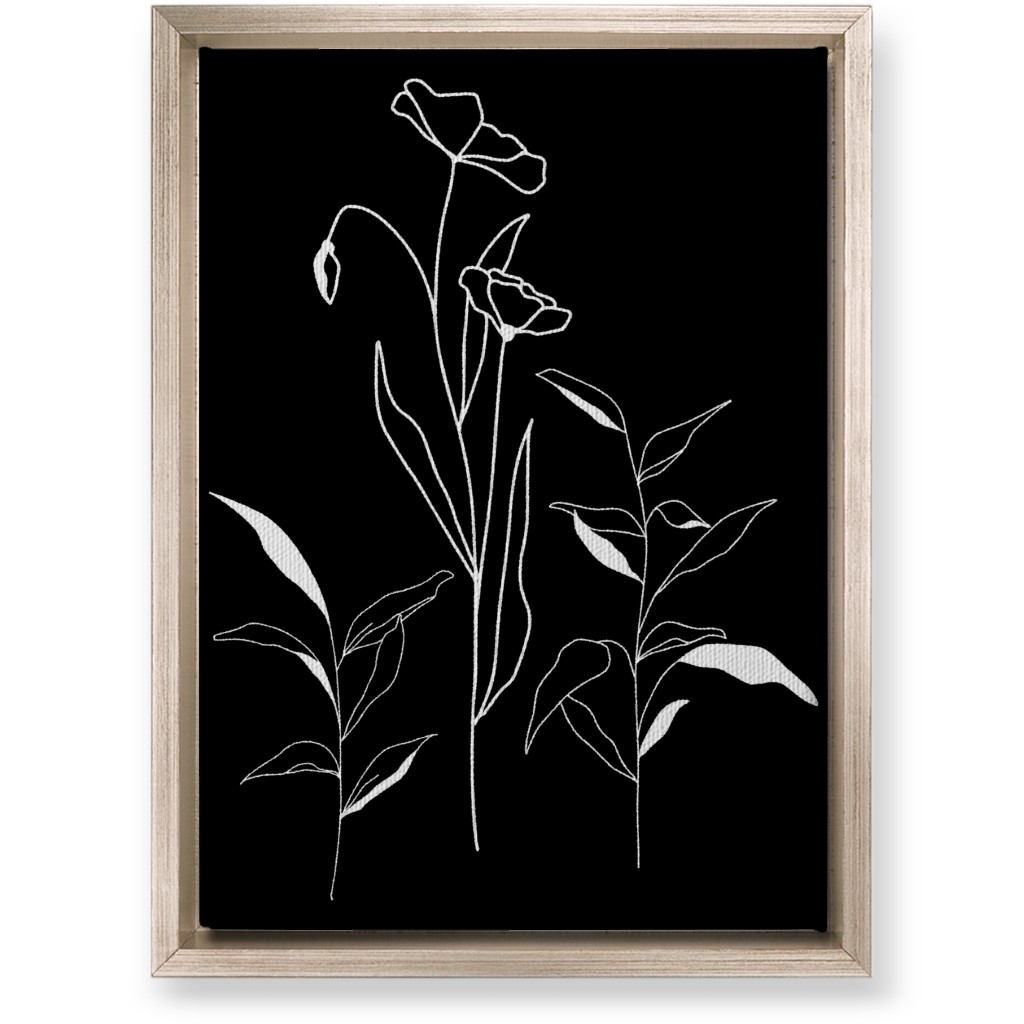 Meadow Botanical - Black and White Wall Art, Metallic, Single piece, Canvas, 10x14, Black