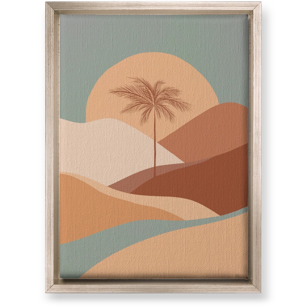 Tropical Boho Palm Sunset - Orange and Blue Wall Art, Metallic, Single piece, Canvas, 10x14, Multicolor