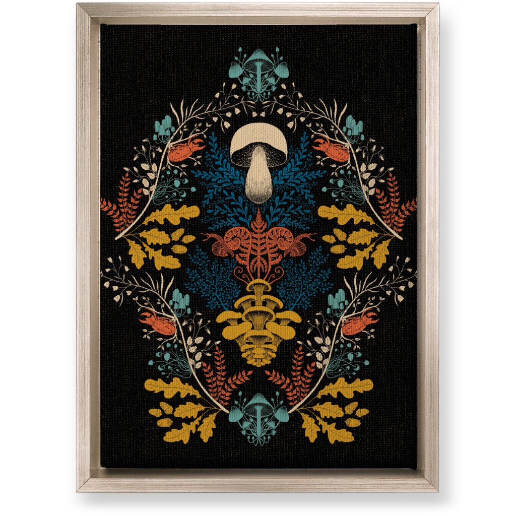 Mushroom Forest Wall Art, Metallic, Single piece, Canvas, 10x14, Multicolor, Coal