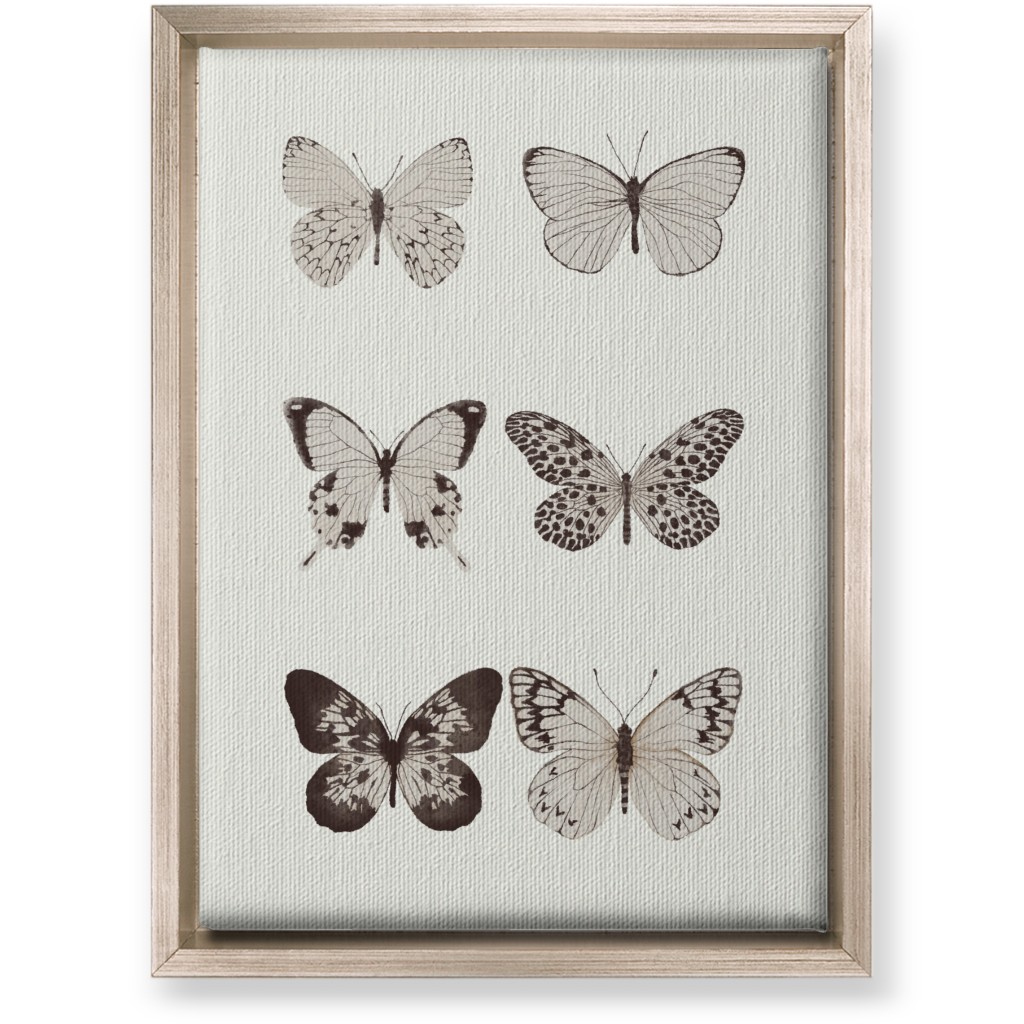 Butterflies Pairs Wall Art, Metallic, Single piece, Canvas, 10x14, Gray, Rye