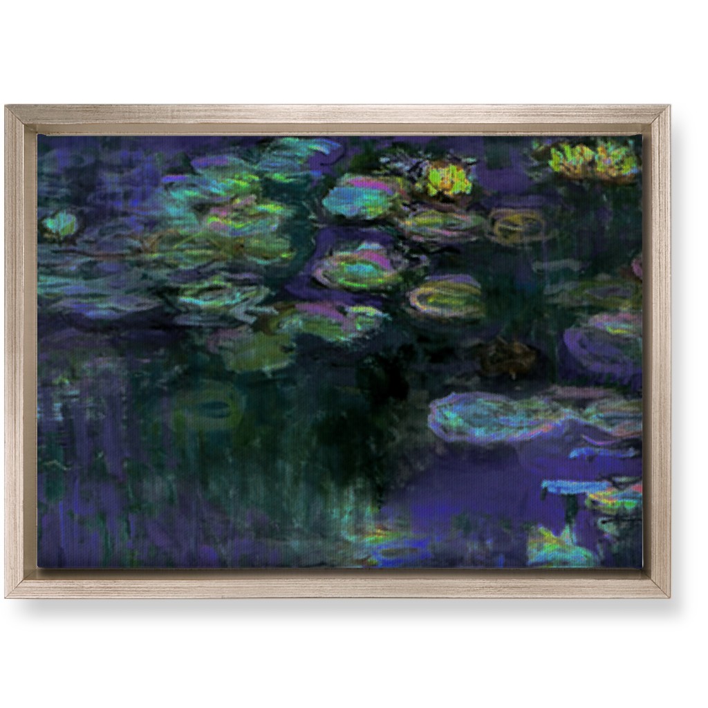 Claude Monet Waterlilies At Night Wall Art, Metallic, Single piece, Canvas, 10x14, Blue, True Blue