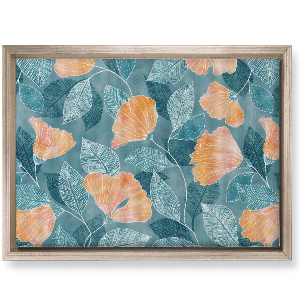 Rose of Sharon - Pink & Blue Wall Art, Metallic, Single piece, Canvas, 10x14, Blue