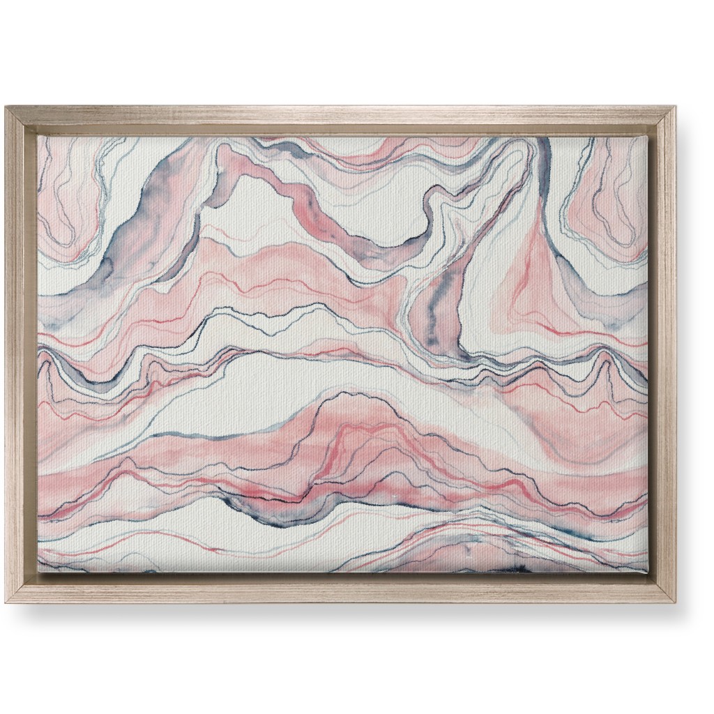 Watercolor Marble Wall Art, Metallic, Single piece, Canvas, 10x14, Pink, Quartz