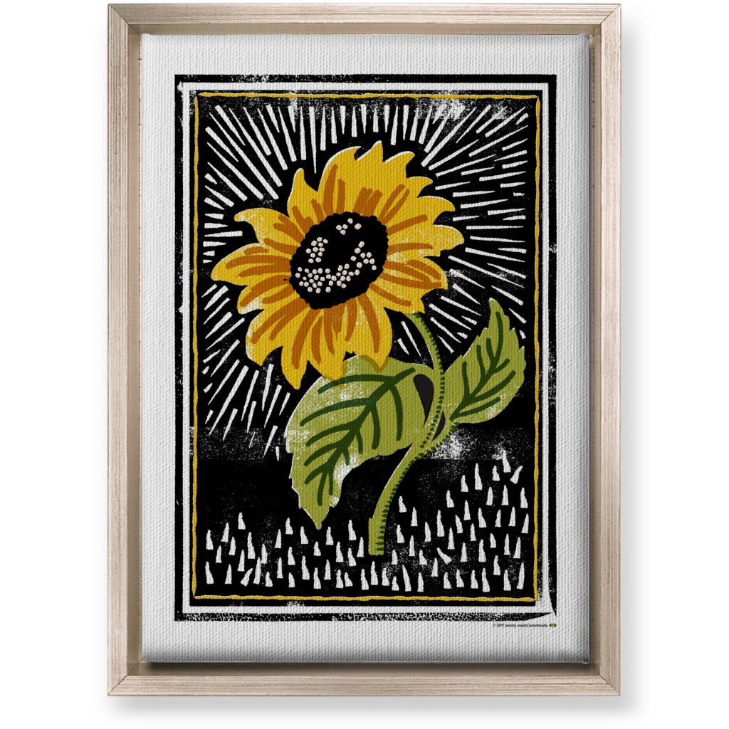 Sunflower Block Print - Multi Wall Art, Metallic, Single piece, Canvas, 10x14, Multicolor
