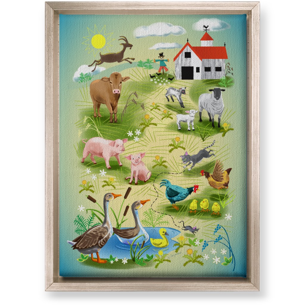 Animals on the Farm - Multi Wall Art, Metallic, Single piece, Canvas, 10x14, Multicolor