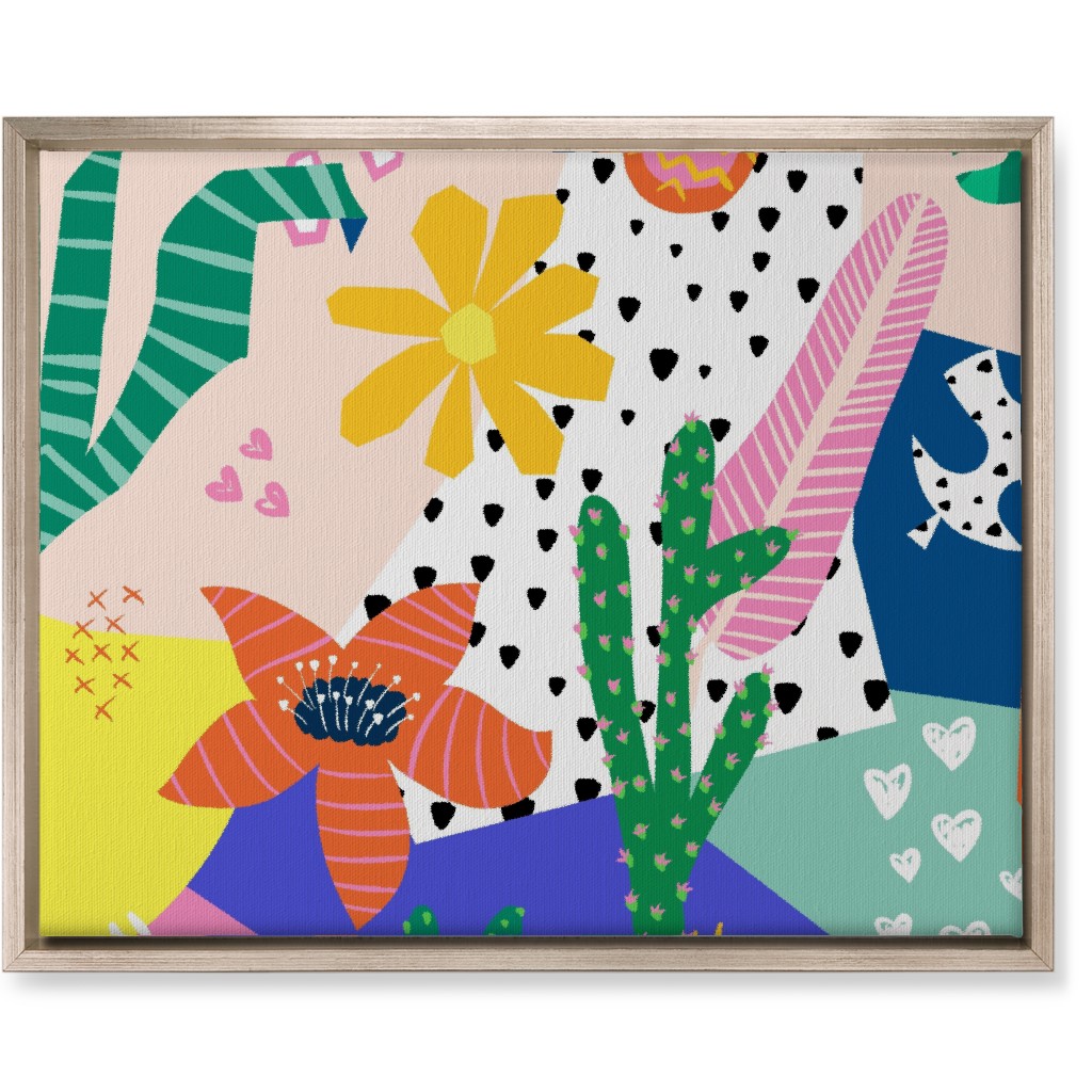 Tropical Birds Collage Wall Art, Metallic, Single piece, Canvas, 16x20, Multicolor