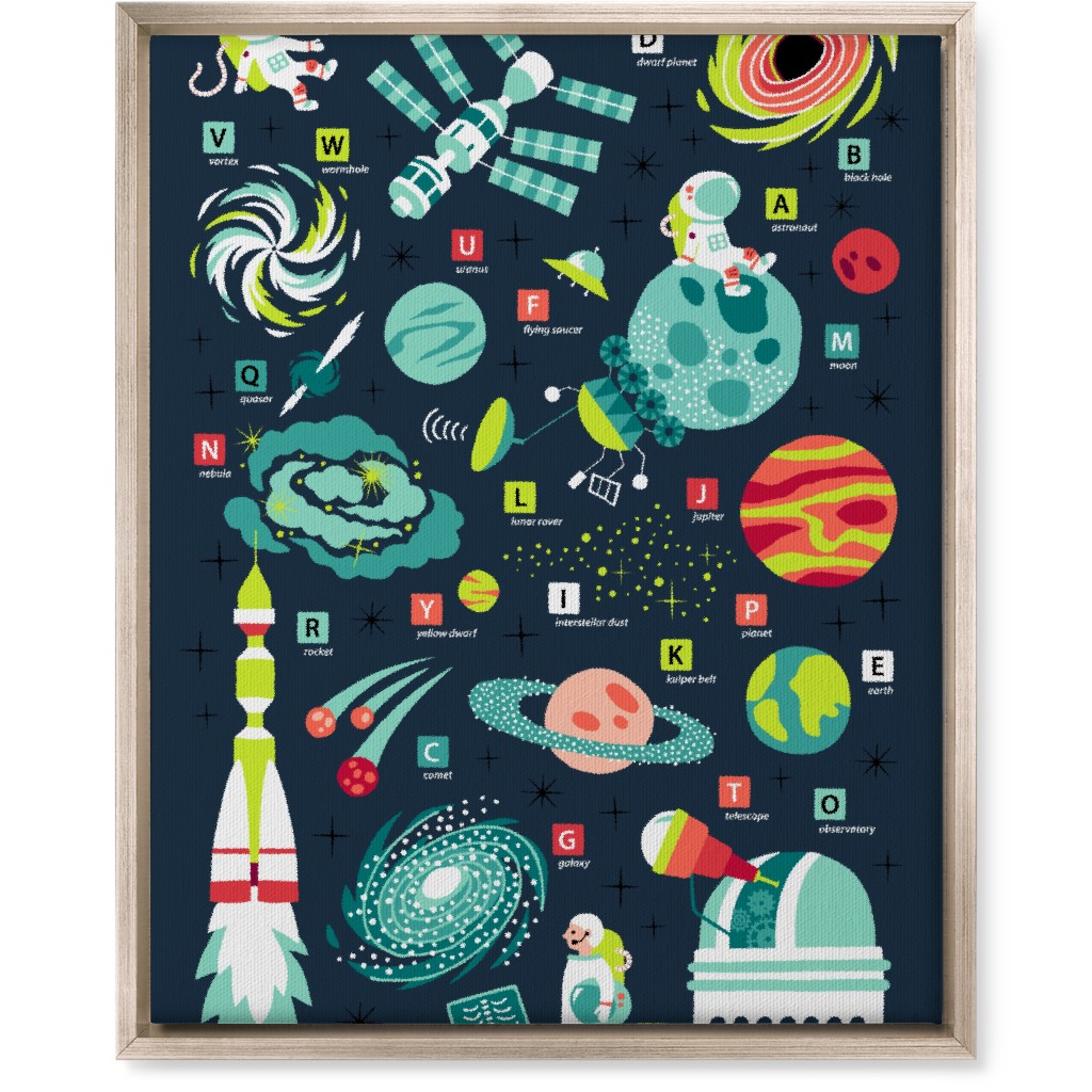 Space Travel Abcs Wall Art, Metallic, Single piece, Canvas, 16x20, Blue